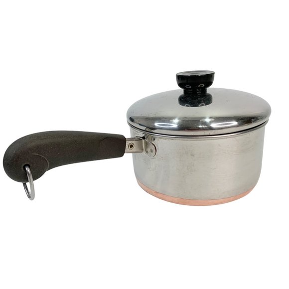 Revere Ware 1.5 Quart Sauce Pan With Lid Vintage Copper Clad Bottom Rome NY - Picture 3 of 11